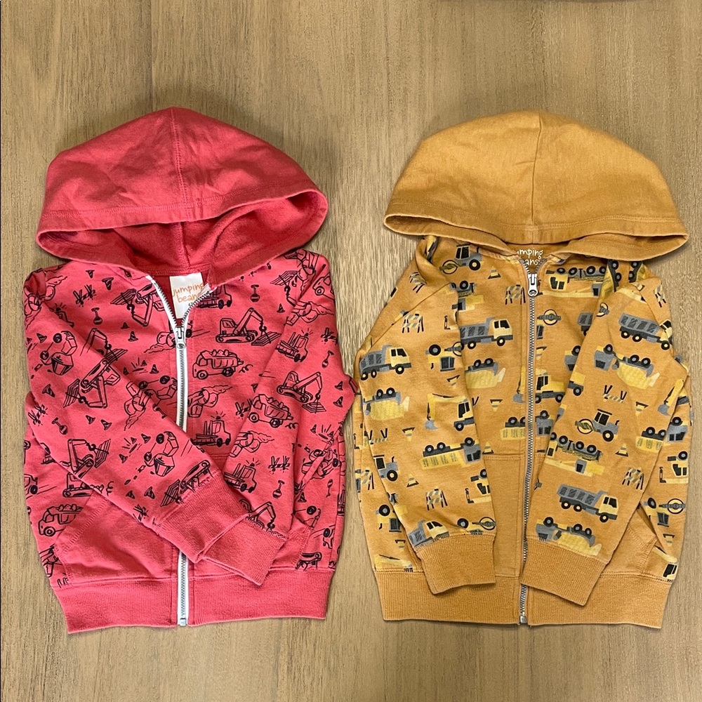 Jumping Beans Red and Yellow Construction Hoodies